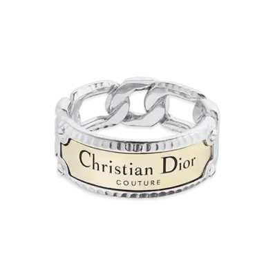 Dior Christian Dior Couture Chain Link Ring Finish Brass "Gold/Silver"