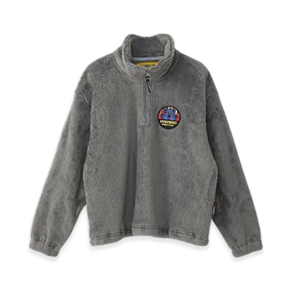 HYSTERIC GLAMOUR Burning Sounds Patch Half-Zip Sweatshirt "Gray"