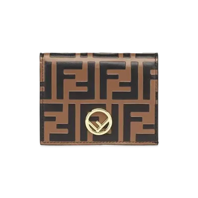 FENDI Two-Fold Small Wallet Leather Wallet "Brown"