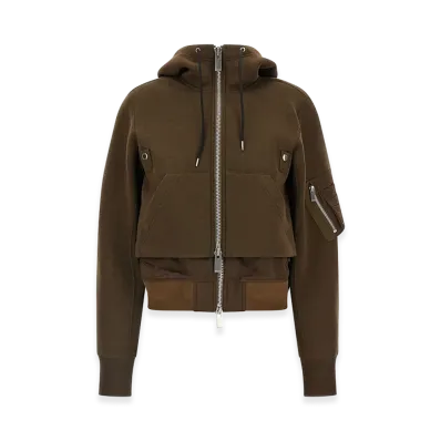 sacai Women's sponge Bomber Jacket "Brown"