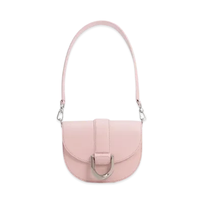 CHARLES & KEITH Mini Gavine Leather Saddle Bag "Pink"