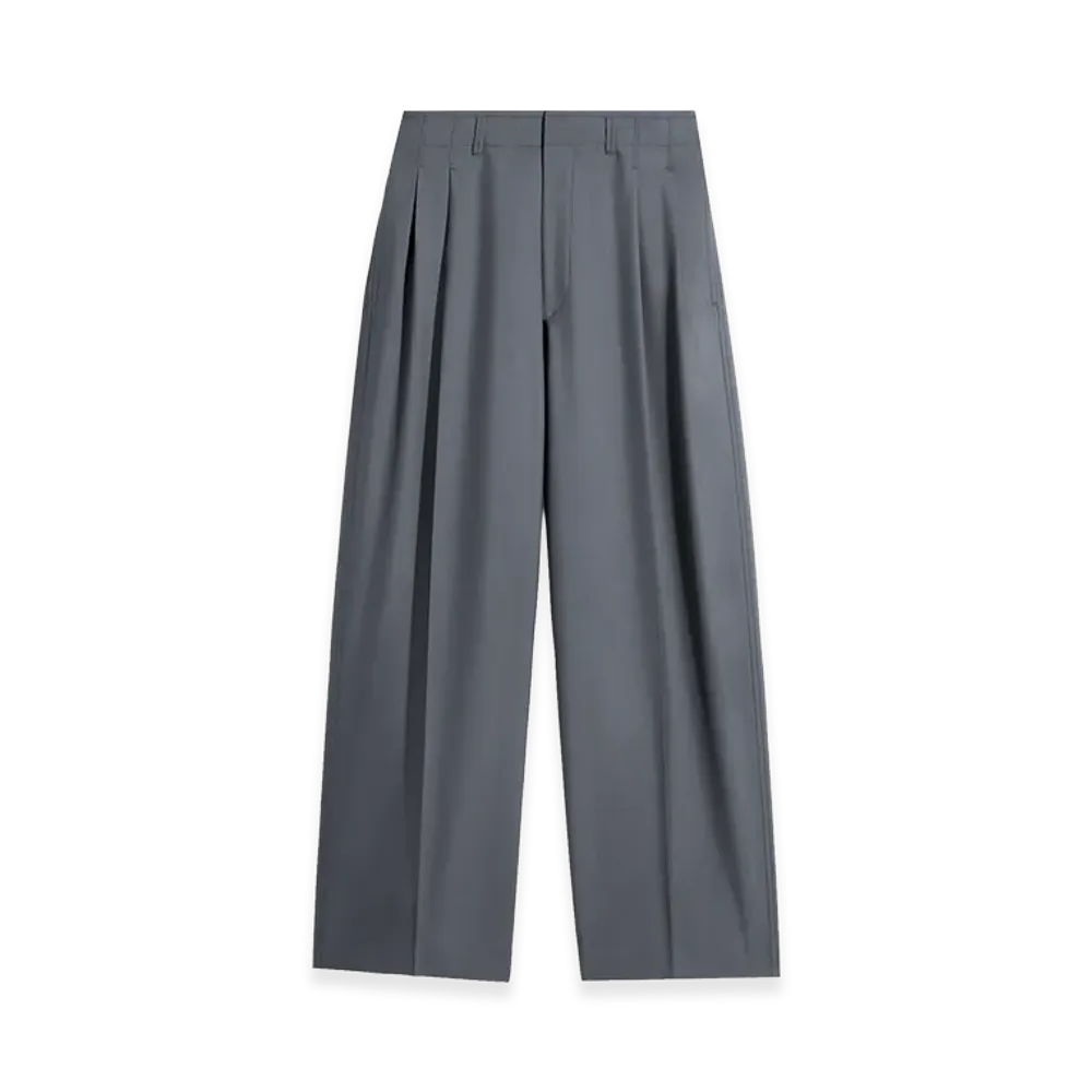 LEMAIRE Poly Wool Pleated Tailored Pants "Carbon"
