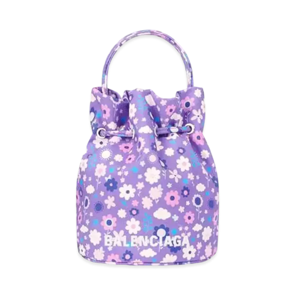 BALENCIAGA Women's Wheel XS Drawstring Bucket Bag "Purple"