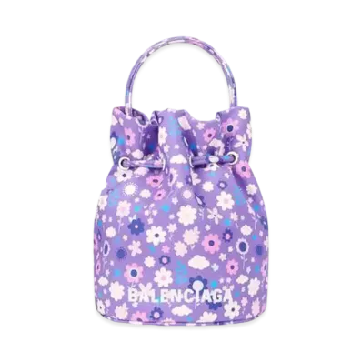 BALENCIAGA Women's Wheel XS Drawstring Bucket Bag "Purple"