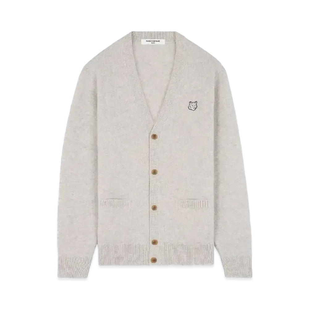 Maison Kitsune Bold Fox Head Patch Regular Cardigan "Light Grey Melange"
