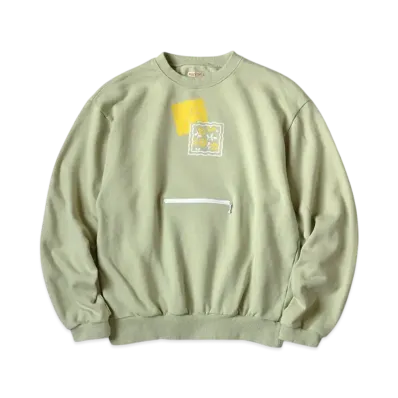 KAPITAL 30/- Fleece Cookie Pocket Crew Sweat "Mint"
