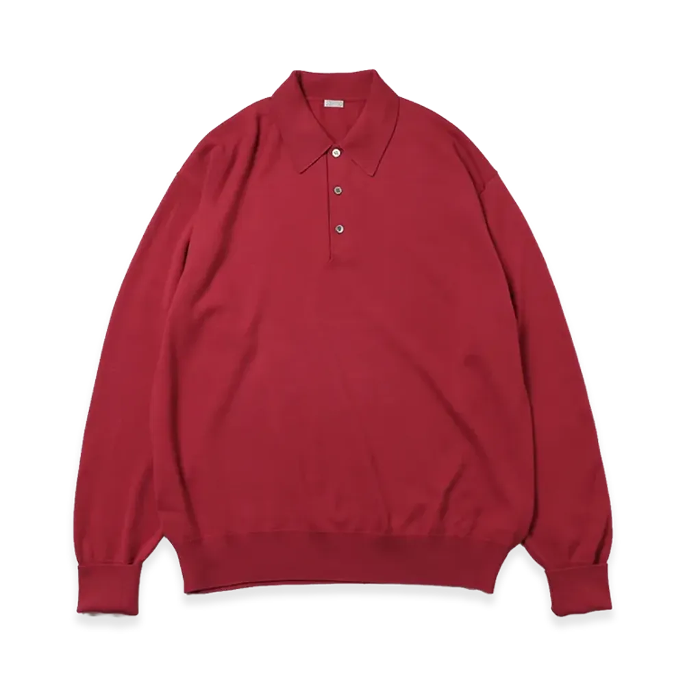 A.PRESSE Wool Knit L/S Polo Shirts "Red"