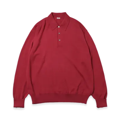 A.PRESSE Wool Knit L/S Polo Shirts "Red"