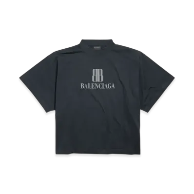BALENCIAGA Women's Nano BB Cropped T-shirt "Faded Black"