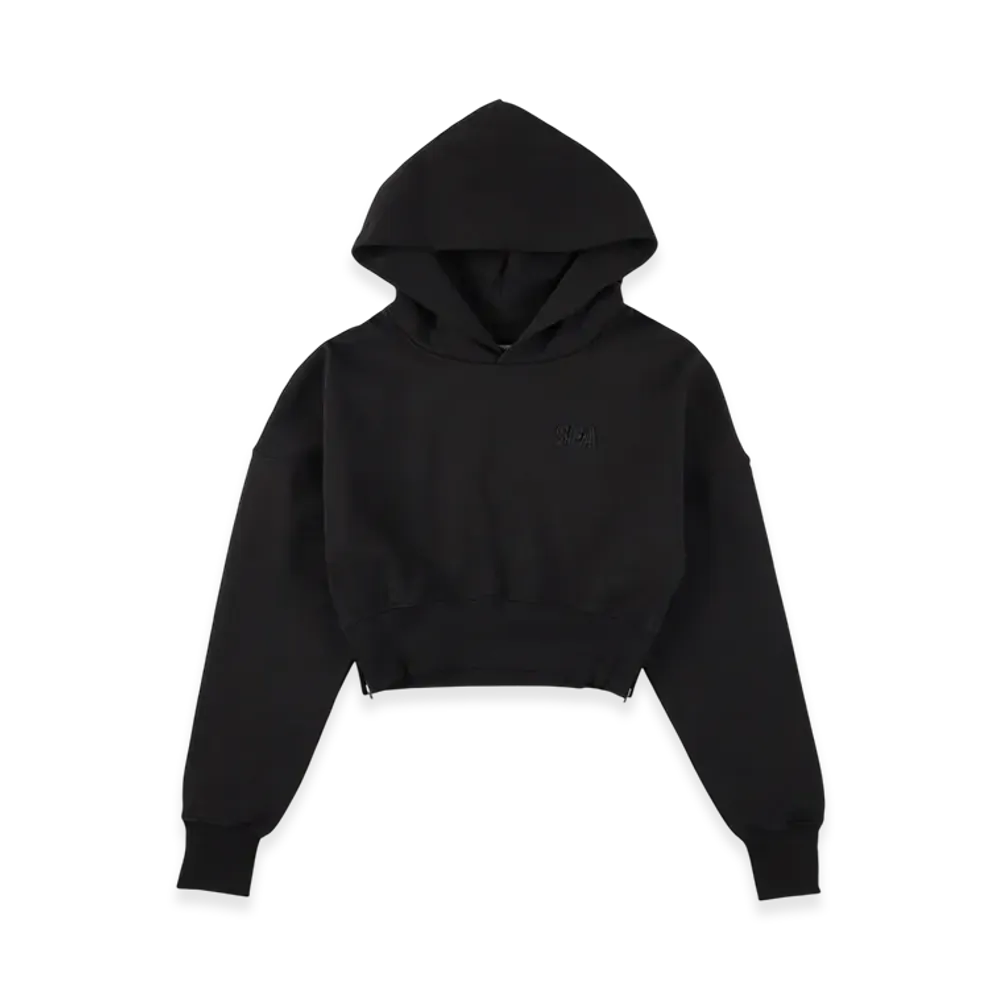 WIND AND SEA Cozy Cropped Hooded Sweatshirt "Black"