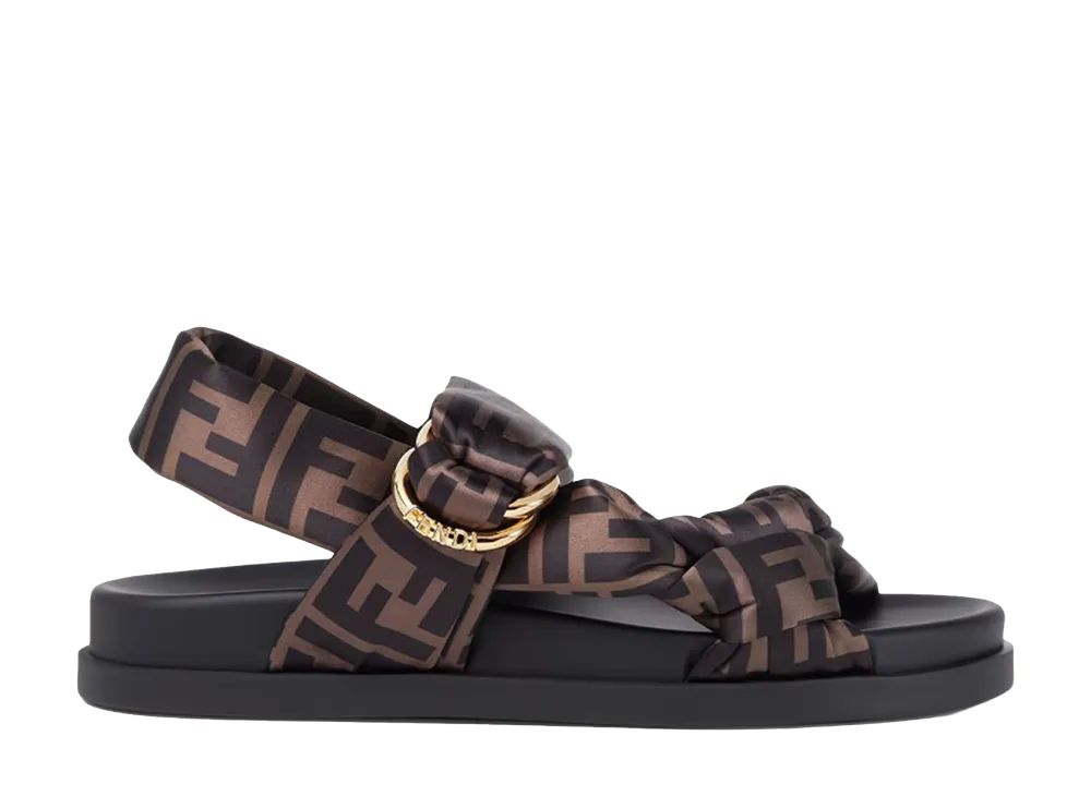 FENDI Women's Feel Brown FF Satin Sandal "Brown"
