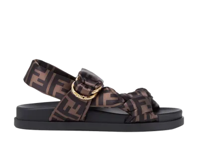 FENDI Women's Feel Brown FF Satin Sandal "Brown"