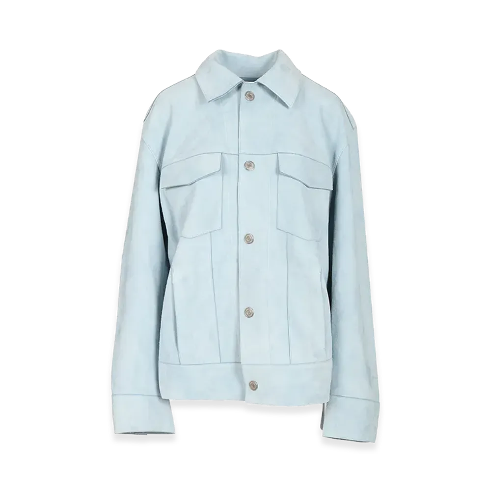 AMI PARIS Women's Suede Jacket "Light Blue"