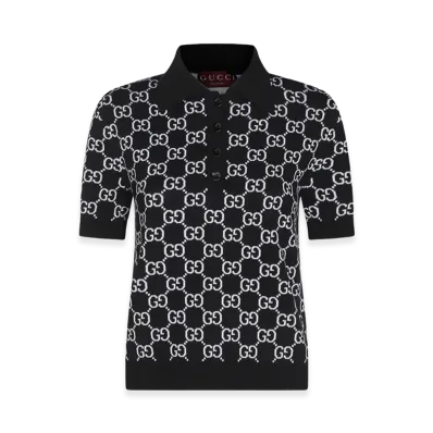 GUCCI Women's GG Reversible Polo Shirt "Black"
