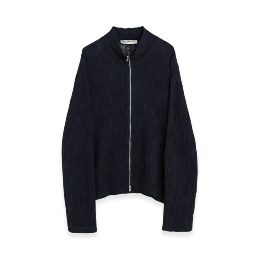 OUR LEGACY Shrunken Fullzip Polo Yawning Linen "Navy"