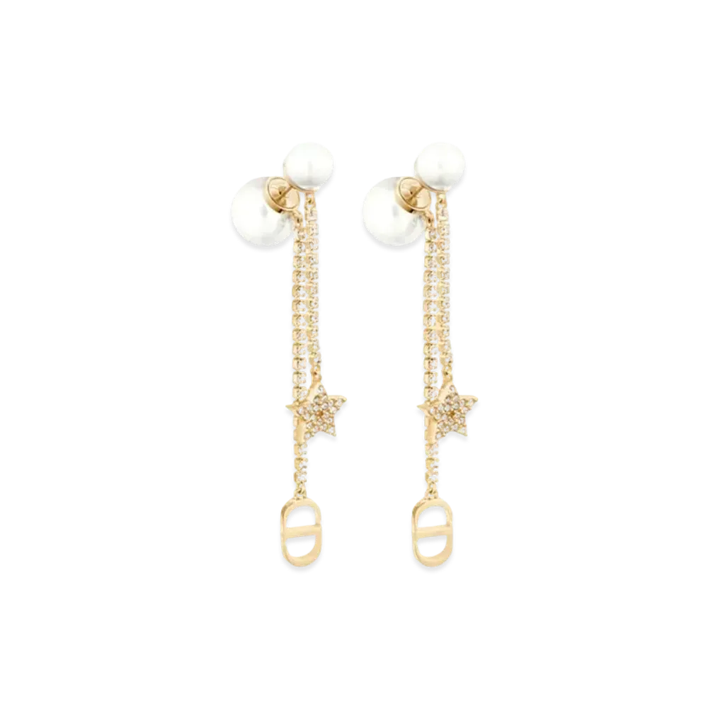 Dior Tribales Earrings Metal Resin Pearls and Crystals "Gold"