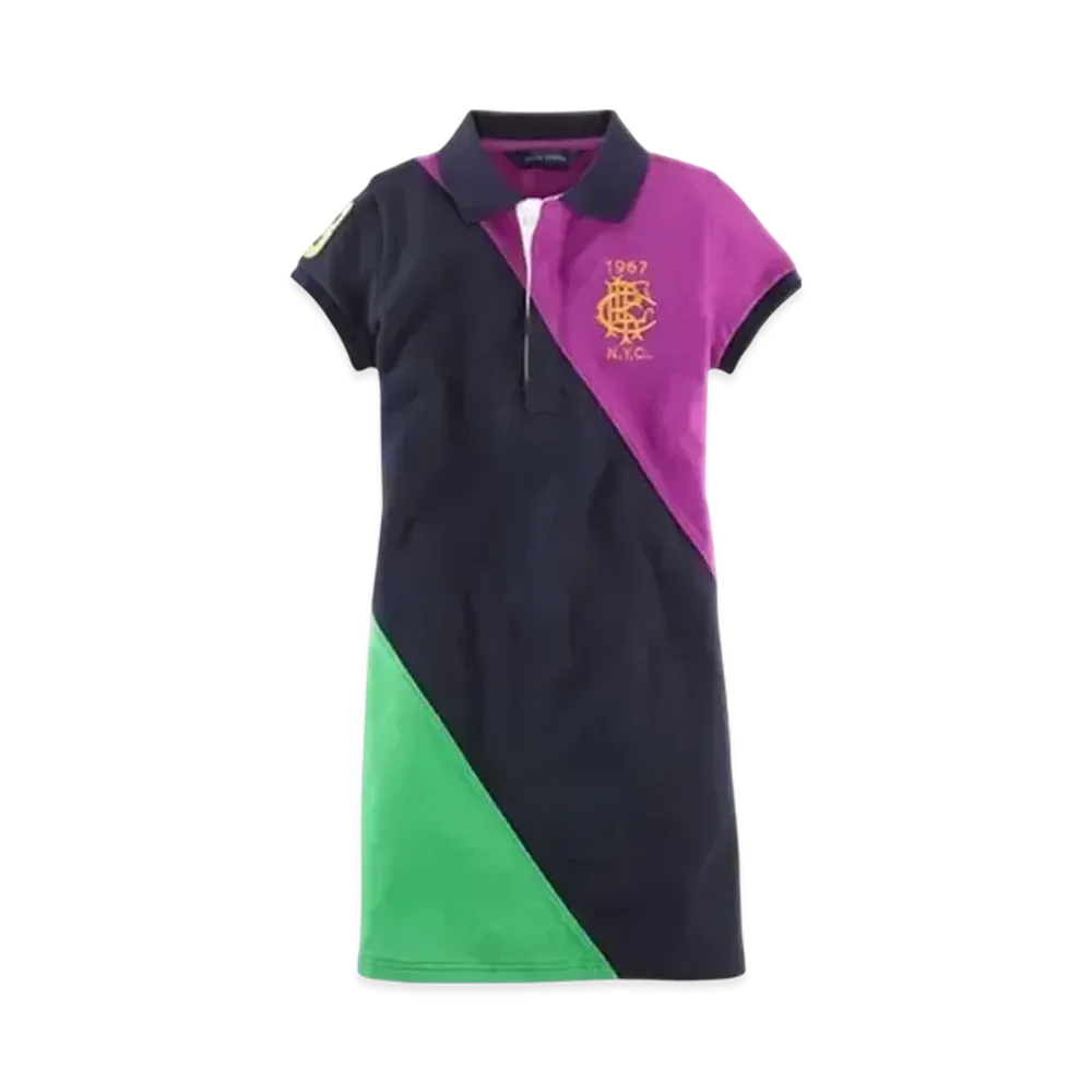 Polo Ralph Lauren Kids Color-Blocked Polo Dress "Black/Green"