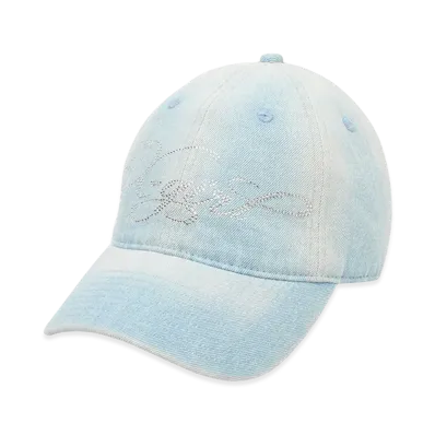 X-Girl Women's Rhinestone Logo Denim Cap "Light Indigo"