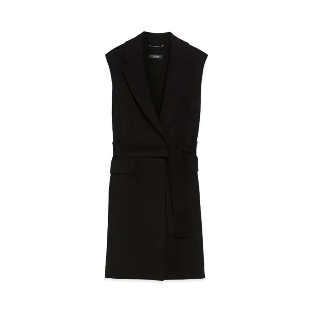 Max Mara Beau Pure Wool Long Gilet "Black"