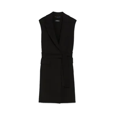 Max Mara Beau Pure Wool Long Gilet "Black"