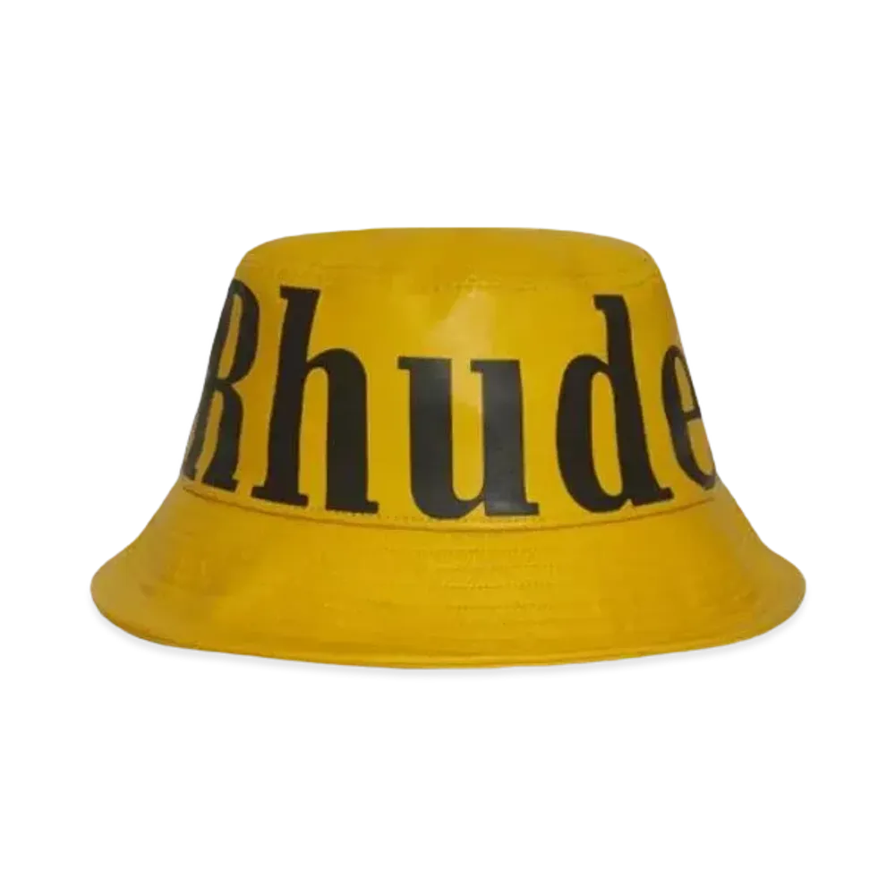 RHUDE Logo Leather Bucket Hat "Mustard"