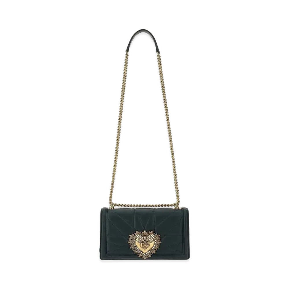 Dolce&Gabbana Devotion Crossbody Bag Medium Matrasse Nappa "Green"