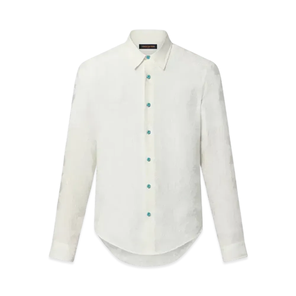 Louis Vuitton Long Sleeved Jacquard Silk Shirt "Vanilla"
