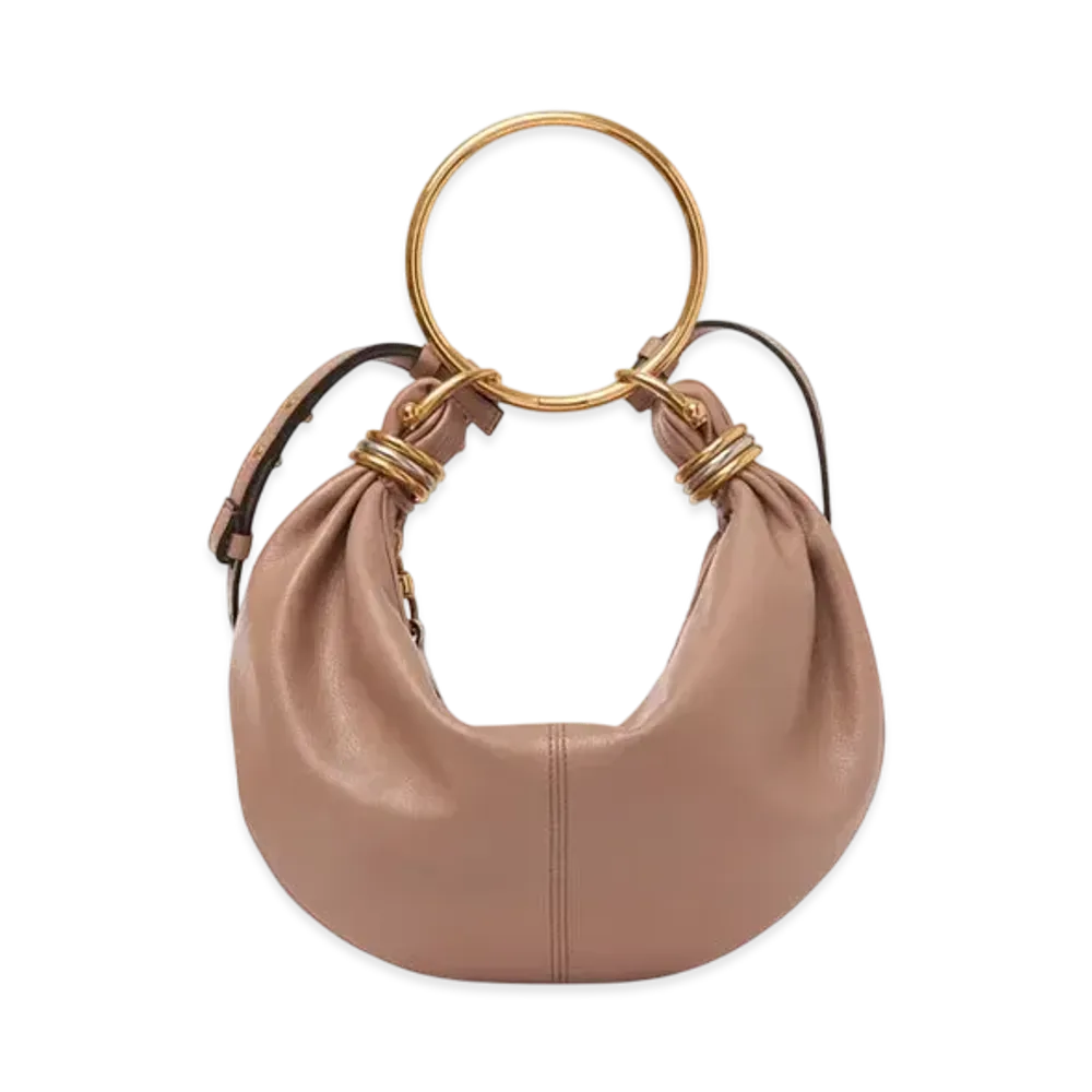 Chloe Small Bracelet Hobo Bag In Grained Leather "Woodrose"