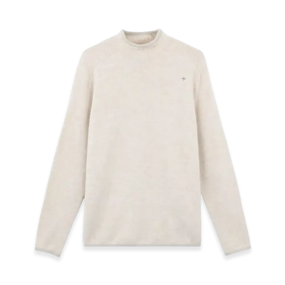 Stone Island 570GA Gauzed Effect Wool Blend Stone Island Stellina Mock-Neck Sweater with Ribbed Details - 24FW "Sand"