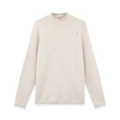 Stone Island 570GA Gauzed Effect Wool Blend Stone Island Stellina Mock-Neck Sweater with Ribbed Details - 24FW "Sand"