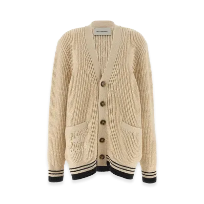 AMI PARIS Wool Cardigan With Logo "Beige"