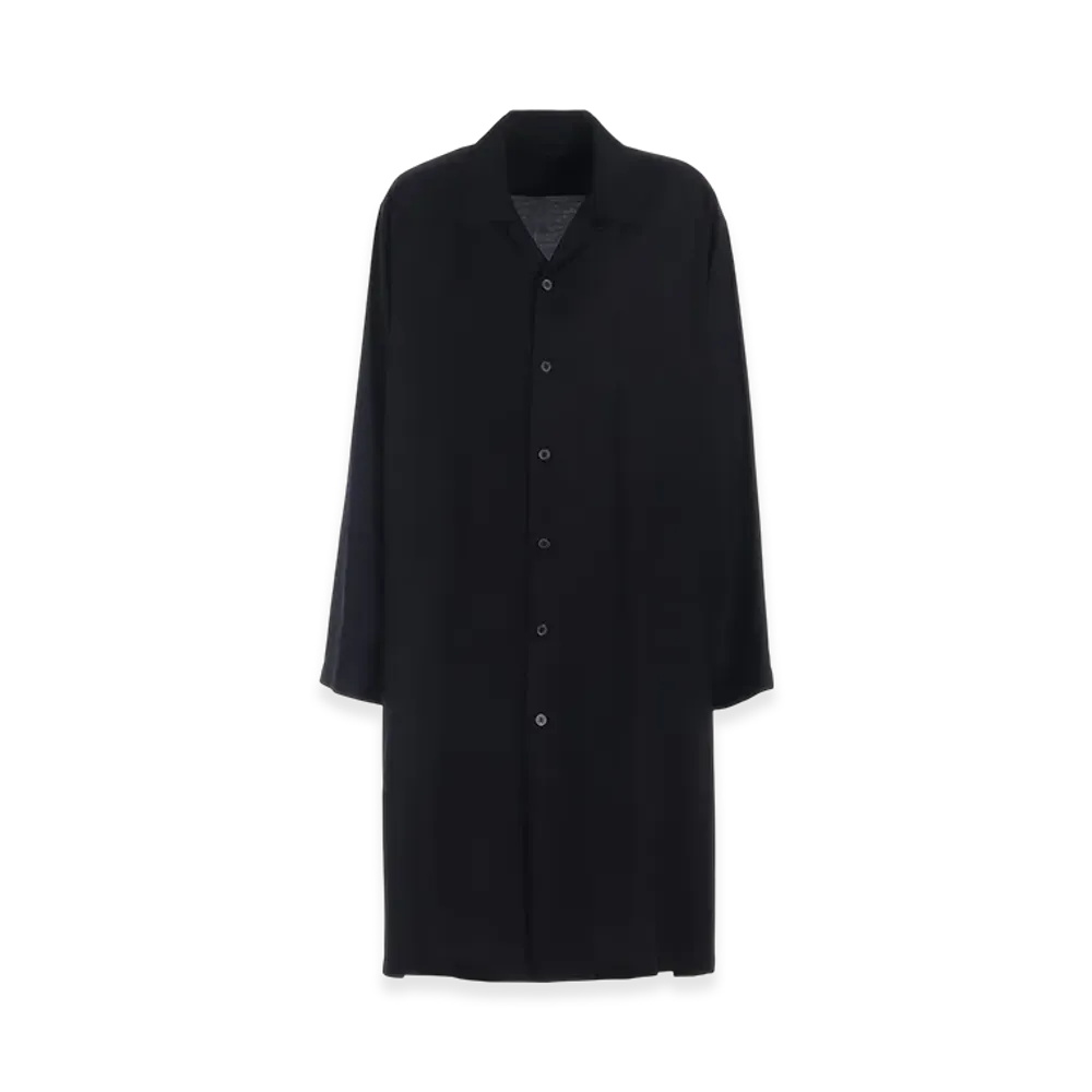 S'YTE Rayon Twill Open-Collar Long Shirt "Black"