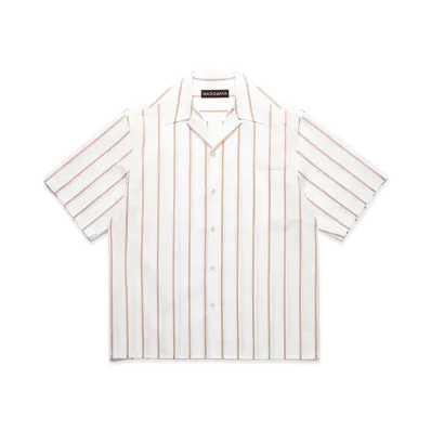 WACKO MARIA Striped Open Collar Shirt "Brown"