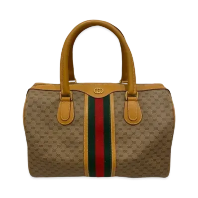 GUCCI Boston Bag Old Gucci Micro GG Sherry "Yellow"