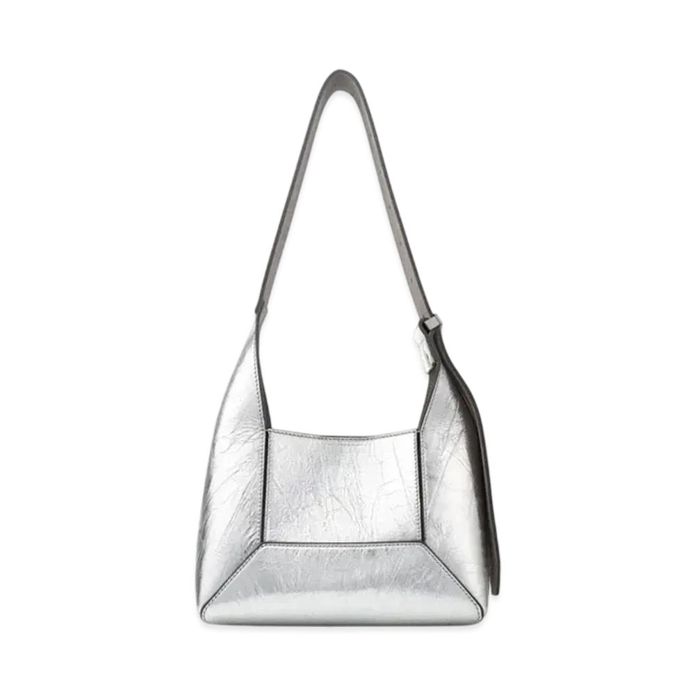 Jimmy Choo Diamond Hobo/S Vintage Metallic Leather Shoulder Bag "Silver/Antique Silver"