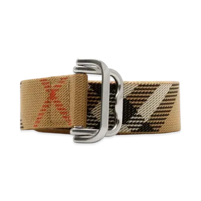 Burberry Check Webbing Belt "Sand"