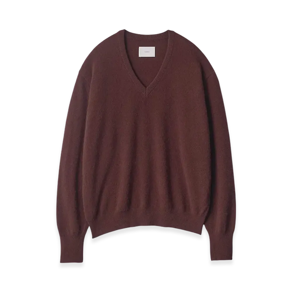 ssstein Pure Cashmere Knit V Neck LS "Dark Brown"