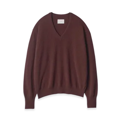 ssstein Pure Cashmere Knit V Neck LS "Dark Brown"