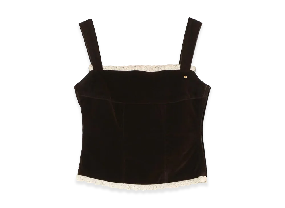 ANDMARY Women's Velour Frill Tops "Brown"