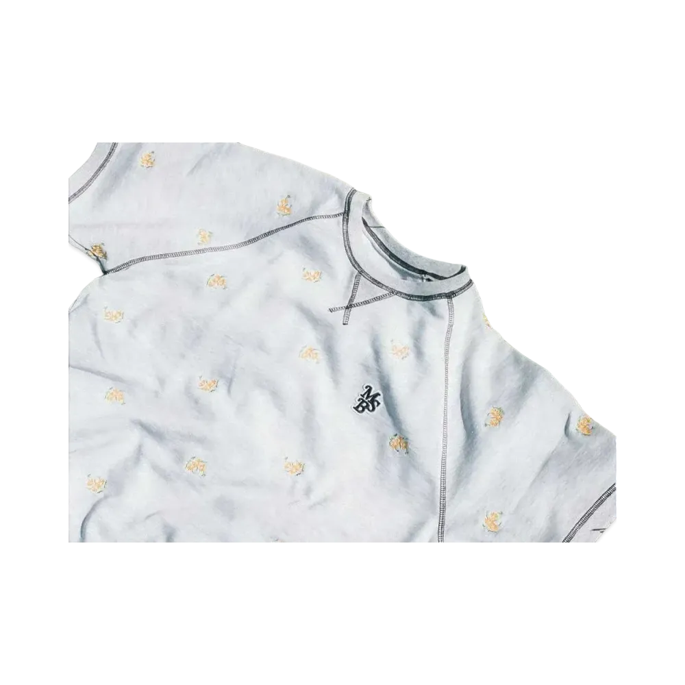 My Sugar Babe msb patch flower embroidery pattern short sleeve sweat "Heather Gray"