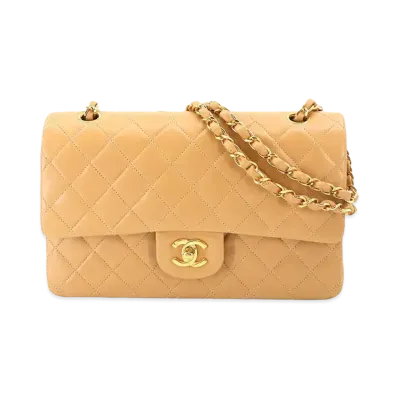 CHANEL Matelasse Classic Double Flap Caviarskin "Beige/Gold"