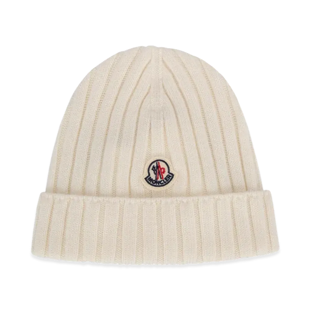 MONCLER Kids Ribbed Beanie "White"
