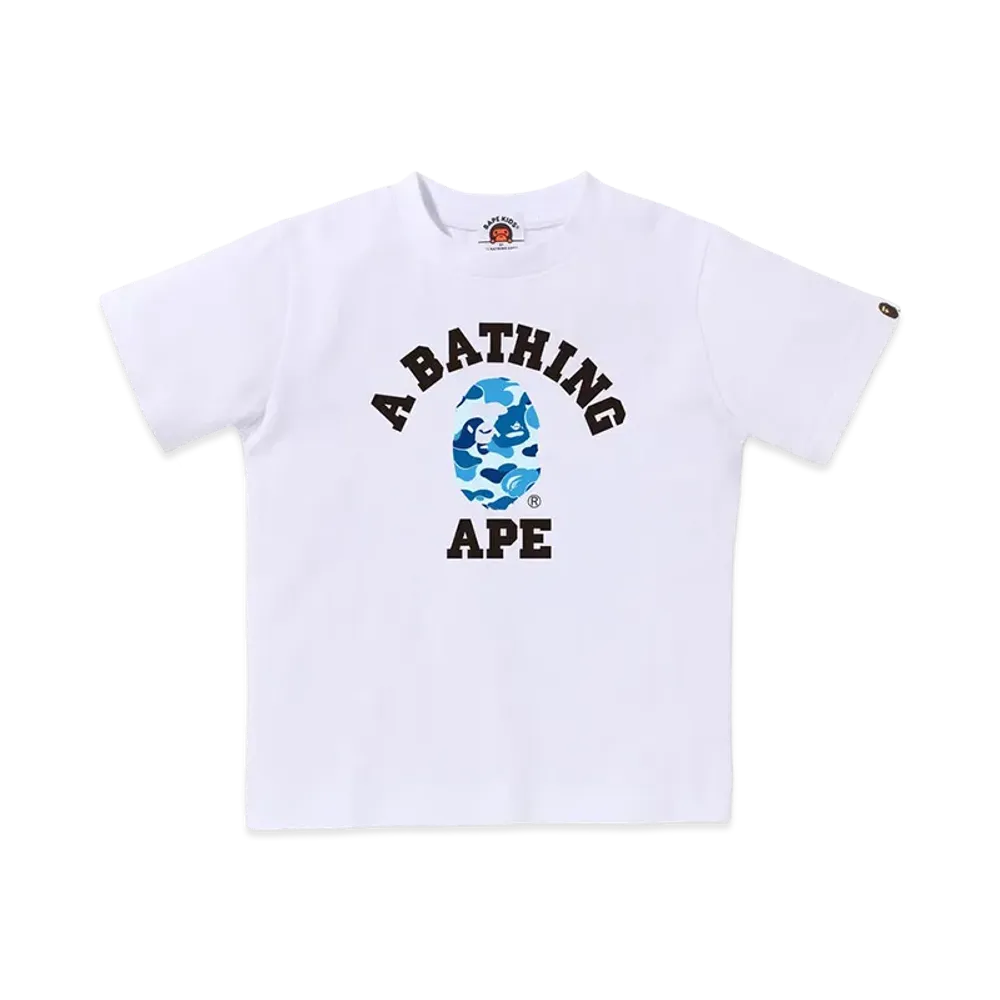 A BATHING APE Kids ABC Camo College Tee "White/Blue"