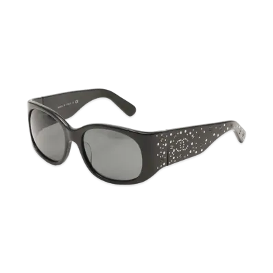 CHANEL Coco Mark Rhinestone Sunglasses "Black"