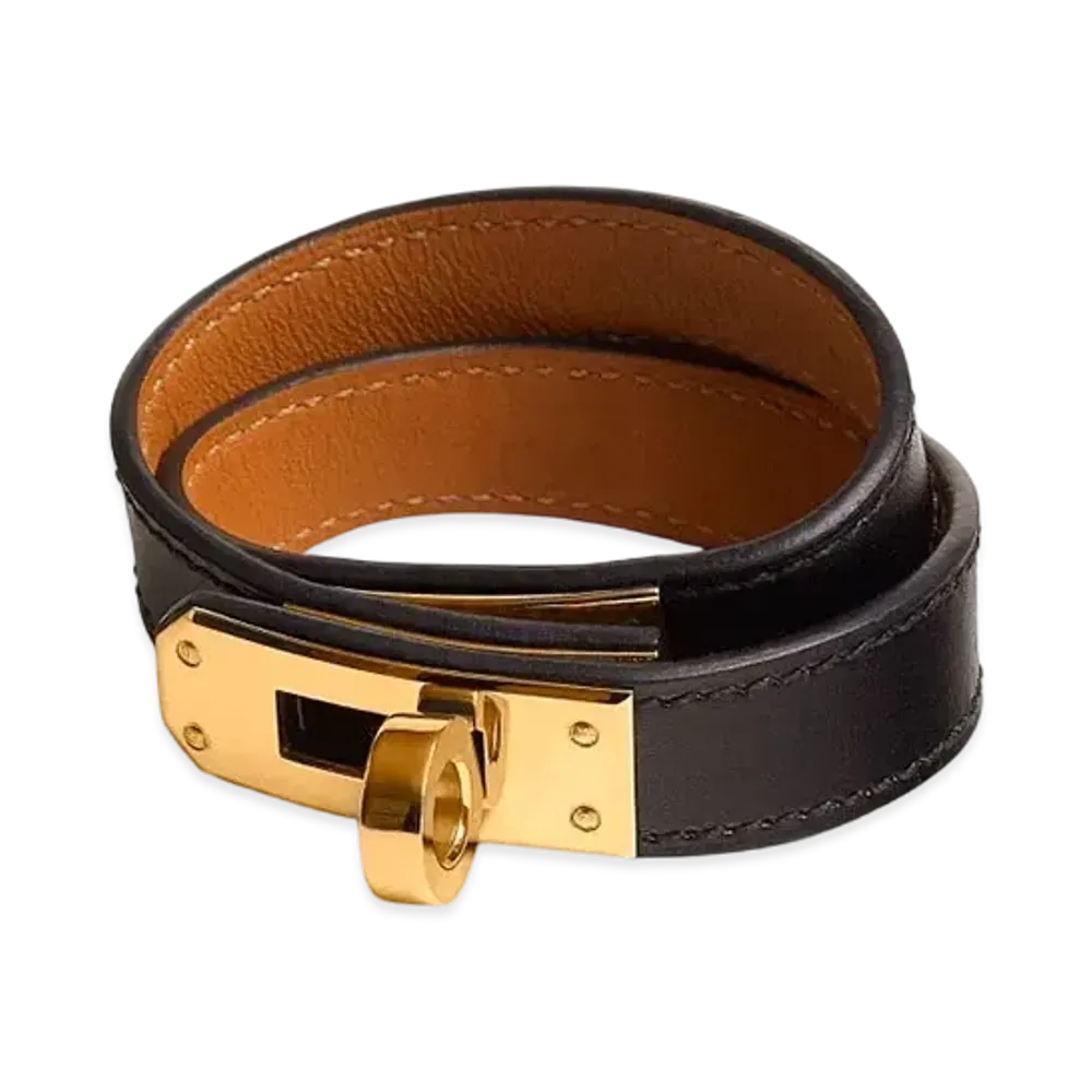 Hermes Kelly Double Tour Bracelet Box Calfskin "Noir/Gold"