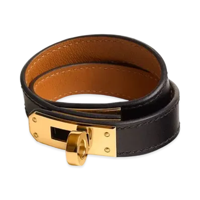 Hermes Kelly Double Tour Bracelet Box Calfskin "Noir/Gold"
