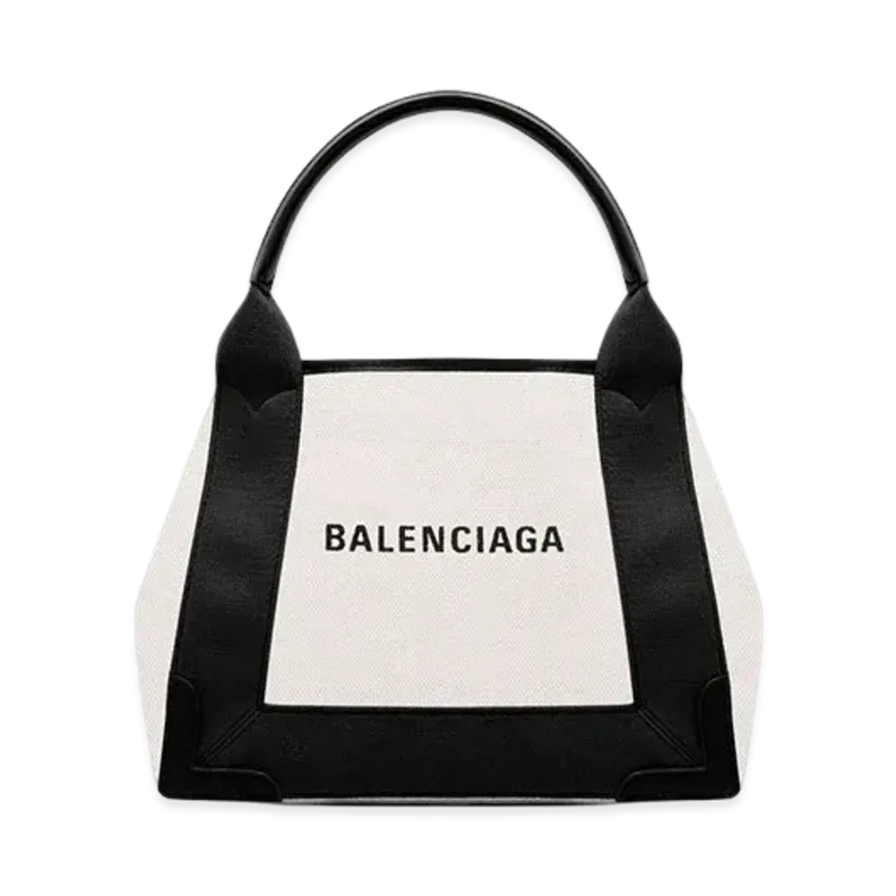 BALENCIAGA Women's Navy Small Cabas "Black/Silver"