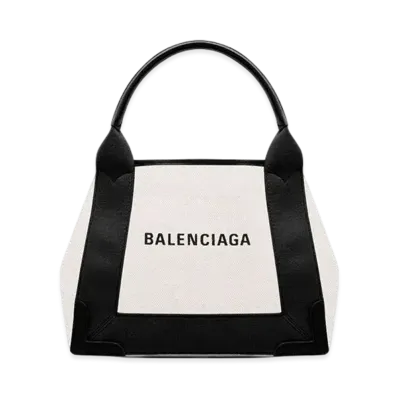 BALENCIAGA Women's Navy Small Cabas "Black/Silver"