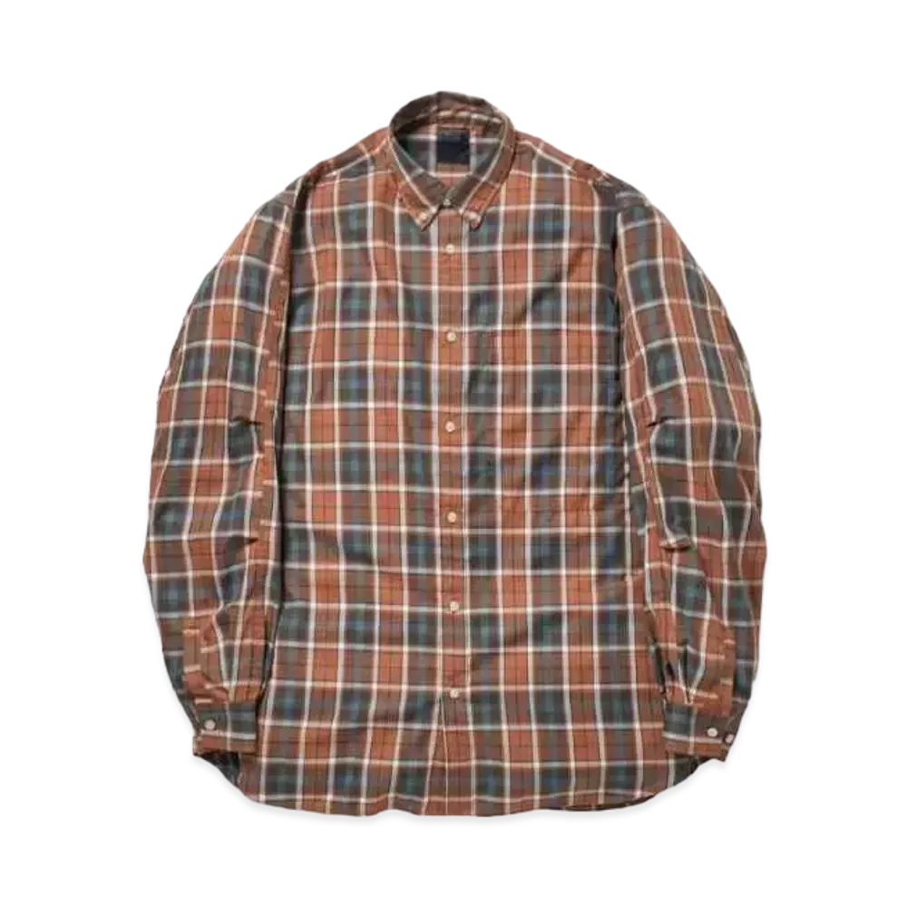 DAIWA PIER39 Tech Button Down Shirts L/S Tartan Plaids "Brown"