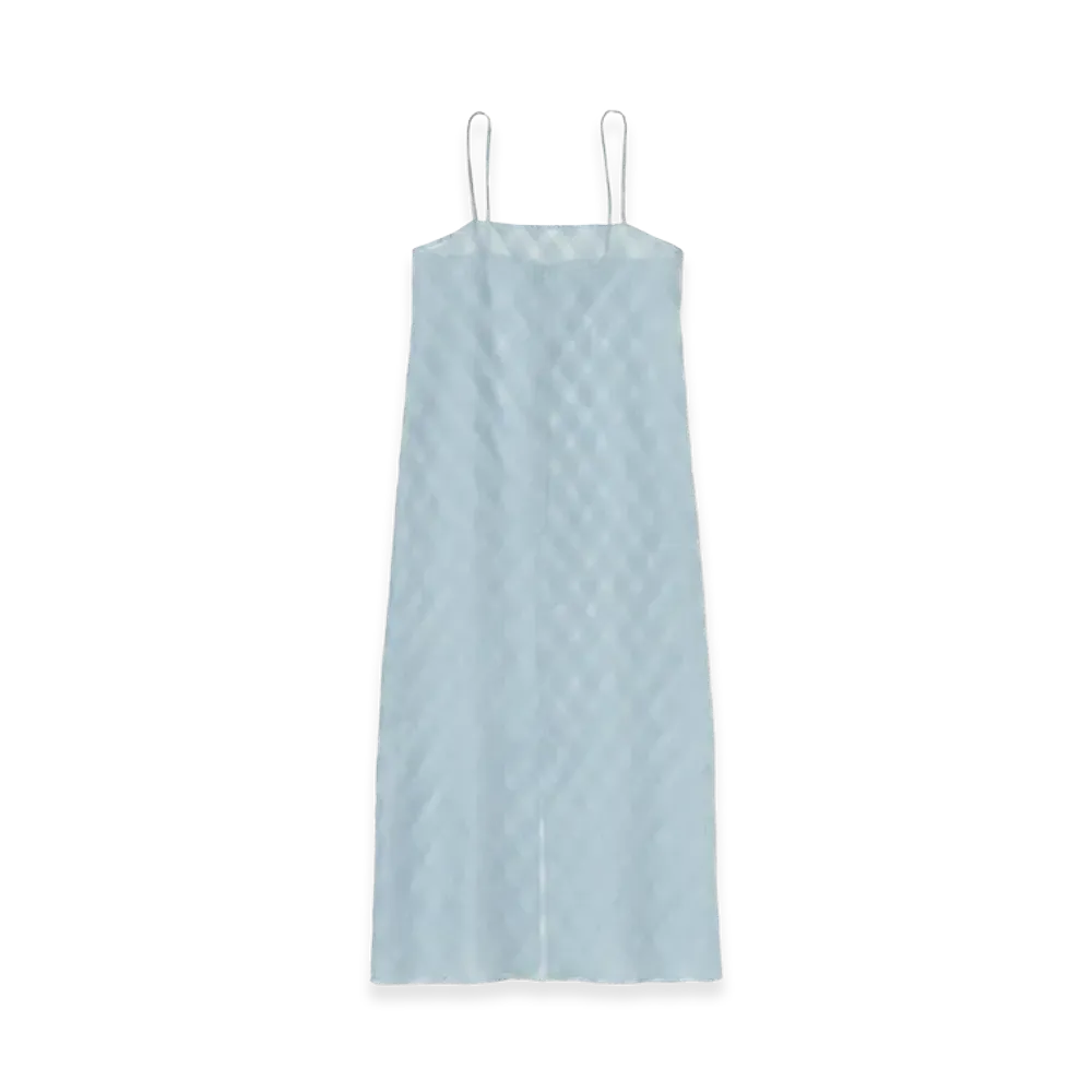 AURALEE Women's Sheer Silk Cotton Cut Jacquard Camisole Dress "Light Blue"